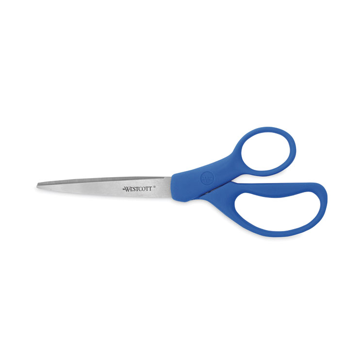 Westcott Preferred Line Stainless Steel Scissors, 8" Long, 3.5" Cut Length, Straight Blue Handle, 2/Pack (ACM15452)