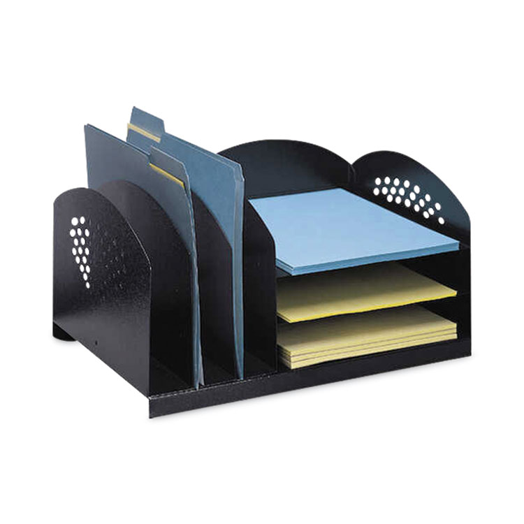 Safco Steel Combo Desktop Sorter with Three Horizontal and Three Vertical Sections, Letter Size Files, 16.25 x 11.25 x 8.25, Black (SAF3167BL)