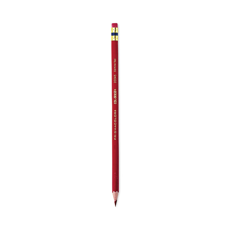 Prismacolor Col-Erase Pencil with Eraser, 0.7 mm, 2B, Carmine Red Lead, Carmine Red Barrel, Dozen (SAN20045)