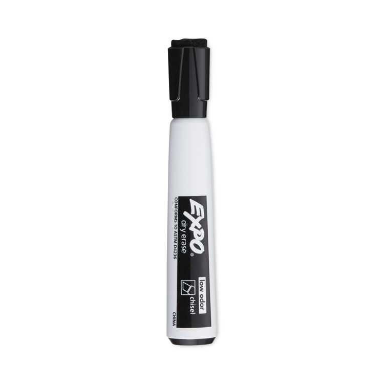 EXPO Magnetic Dry Erase Marker, Broad Chisel Tip, Black, 4/Pack (SAN1944729)