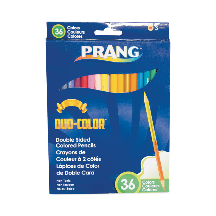 Prang Duo-Color Colored Pencil Sets, 3 mm, 2B, Assorted Lead and Barrel Colors, 18/Pack (DIX22118)