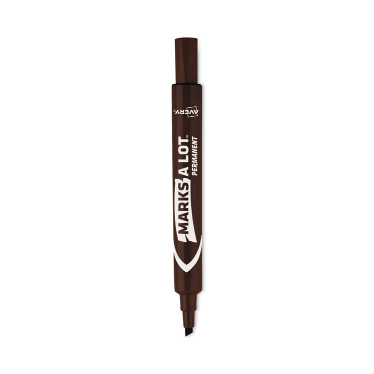 Avery MARKS A LOT Large Desk-Style Permanent Marker, Broad Chisel Tip, Brown, Dozen (8881) (AVE08881)