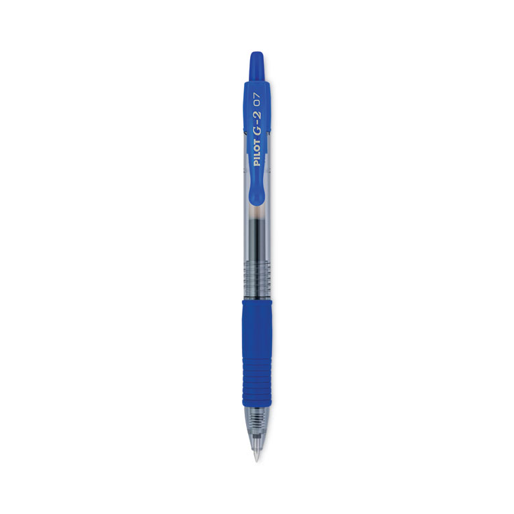 Pilot G2 Premium Gel Pen, Retractable, Fine 0.7 mm, Blue Ink, Smoke/Blue Barrel, 12/Pack (PIL31021)