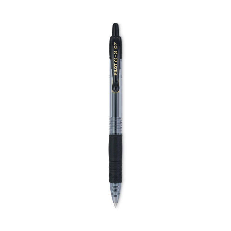 Pilot G2 Premium Gel Pen, Retractable, Fine 0.7 mm, Black Ink, Smoke/Black Barrel, Dozen (PIL31020)