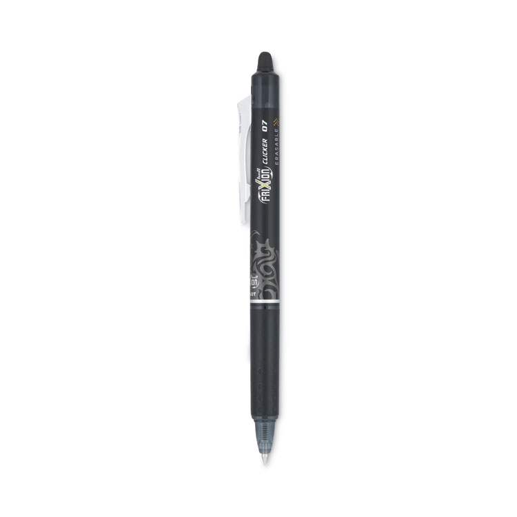 Pilot FriXion Clicker Erasable Gel Pen, Retractable, Fine 0.7 mm, Black Ink, Black Barrel (PIL31450)