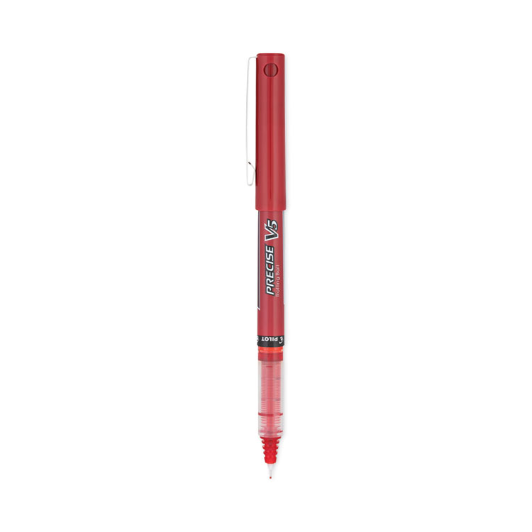 Pilot Precise V5 Rollerball Pen, Stick, Extra-Fine 0.5 mm, Red Ink, Red/Clear Barrel, Dozen (PIL35336)