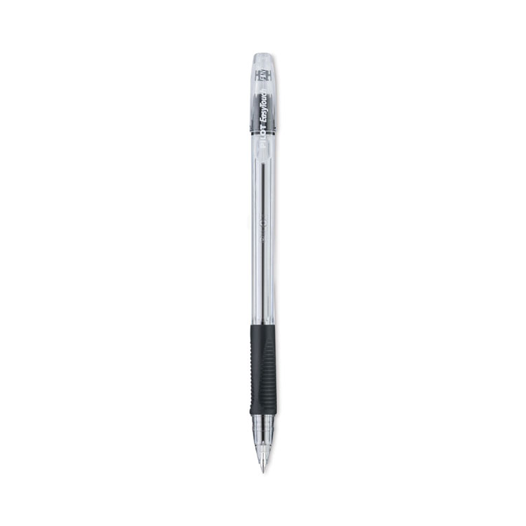 Pilot EasyTouch Ballpoint Pen, Stick, Fine 0.7 mm, Black Ink, Clear/Black Barrel, Dozen (PIL32001)