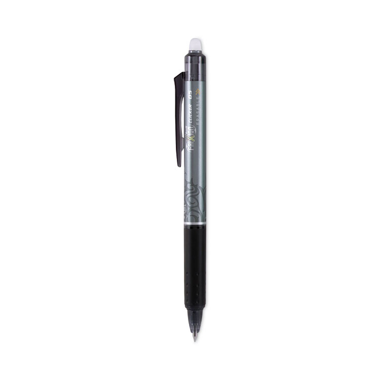 Pilot FriXion Clicker Erasable Gel Pen, Retractable, Extra-Fine 0.5 mm, Black Ink, Black Barrel, Dozen (PIL32520)