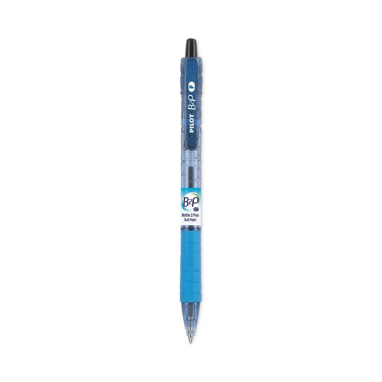 Pilot B2P Bottle-2-Pen Recycled Ballpoint Pen, Retractable, Fine 0.7 mm, Black Ink, Translucent Blue Barrel, Dozen (PIL32600)