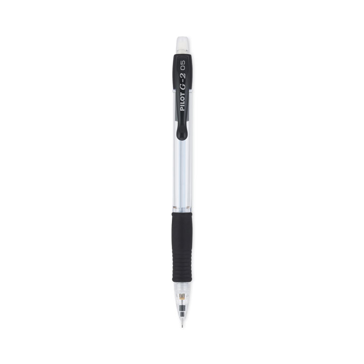 Pilot G2 Mechanical Pencil, 0.5 mm, HB (#2), Black Lead, Clear/Black Barrel, Dozen (PIL51014)