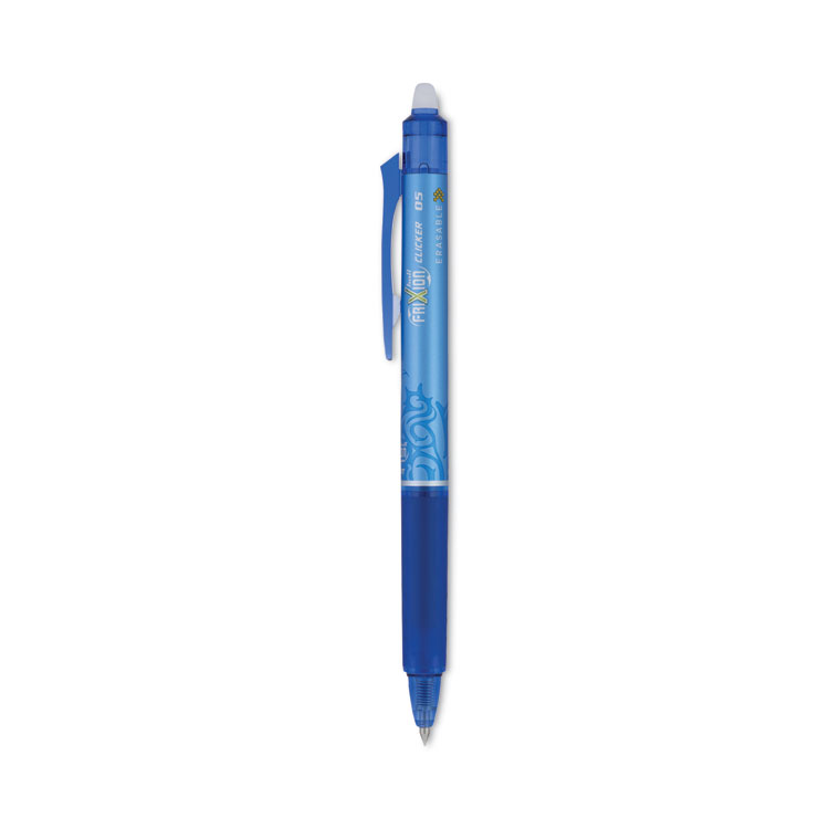Pilot FriXion Clicker Erasable Gel Pen, Retractable, Extra-Fine 0.5 mm, Blue Ink, Blue Barrel, Dozen (PIL32521)