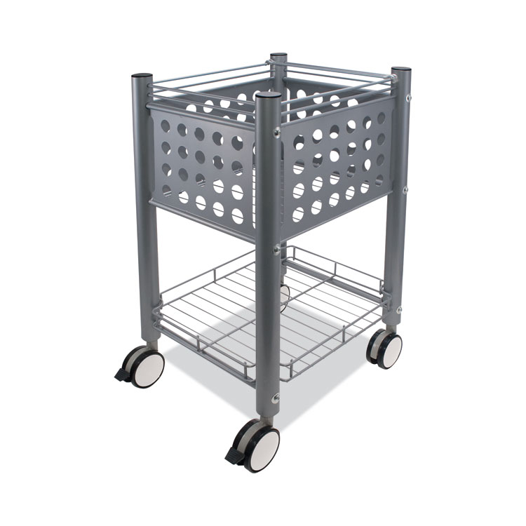 Vertiflex Sidekick File Cart, Metal, 1 Shelf, 1 Bin, 13.75" x 15.5" x 26.25", Matte Gray (VRTVF52002)