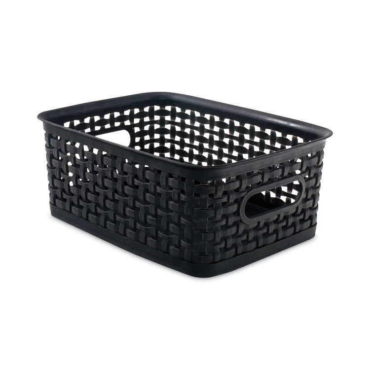 Advantus Plastic Weave Bin, Small, 10" x 7.5" x 4", Black (AVT36000)
