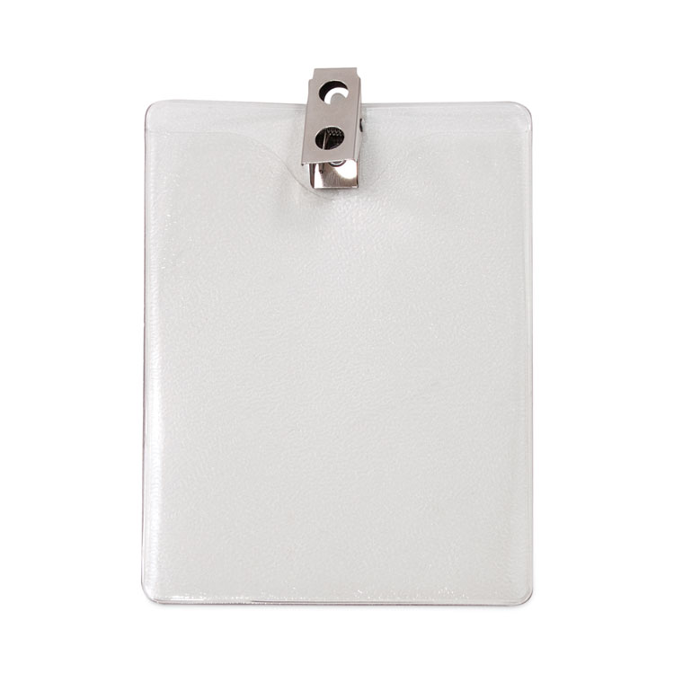 Advantus ID Badge Holders with Clip, Vertical, Clear 3.38" x 4.25" Holder, 3.13" x 3.75" Insert, 50/Pack (AVT75457)