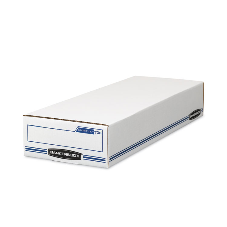 Bankers Box STOR/FILE Check Boxes, 9.25" x 25" x 4.13", White/Blue, 12/Carton (FEL00706)