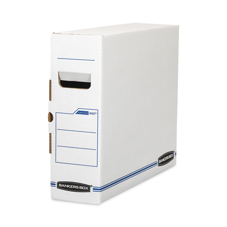 Bankers Box X-Ray Storage Boxes, 5" x 18.75" x 14.88", White/Blue, 6/Carton (FEL00650)