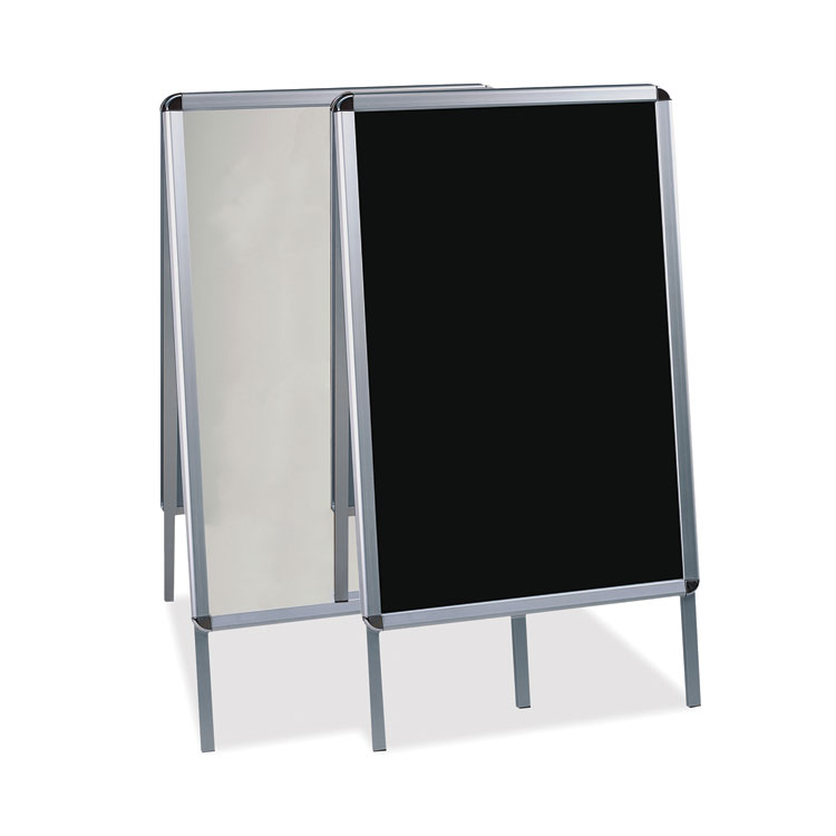 MasterVision Reversible Wet Erase Sign Board, Black 23" x 33" Surface, Satin Aluminum Frame, 24" x 24" x 42" (BVCDKT30505072)