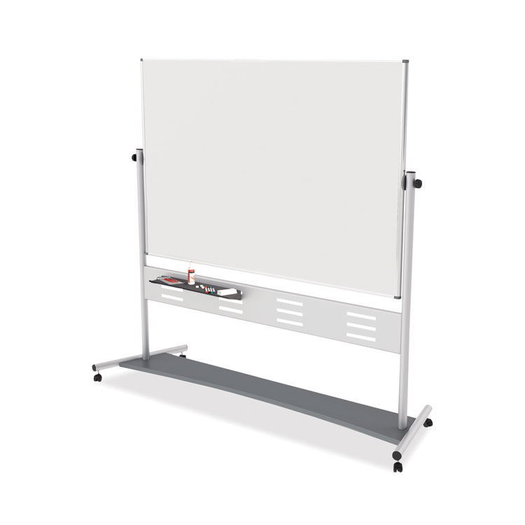 MasterVision Revolver Easel, Horizontal Orientation, 70.8" x 47.2", White Surface, Satin Aluminum Frame (BVCQR5507)
