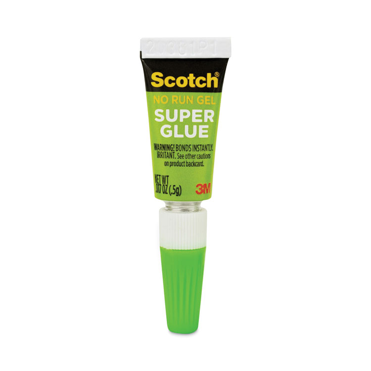 Scotch Single Use Super Glue No-Run Gel, 0.02 oz, Dries Clear, 4/Pack (MMMAD119)