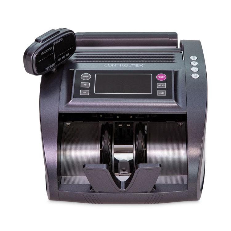 CONTROLTEK Bill Counter with Counterfeit Detection, 1,200 Bills/min, 11.41 x 9.45 x 8.66, Charcoal Gray (CNK500137)