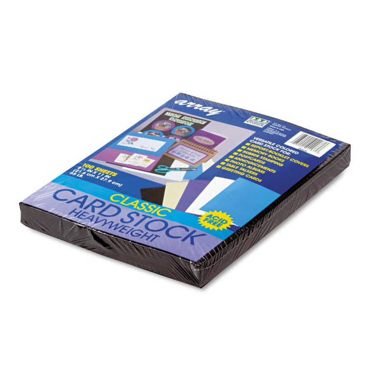 Pacon Array Card Stock, 65 lb Cover Weight, 8.5 x 11, Black, 100/Pack (PAC101187)