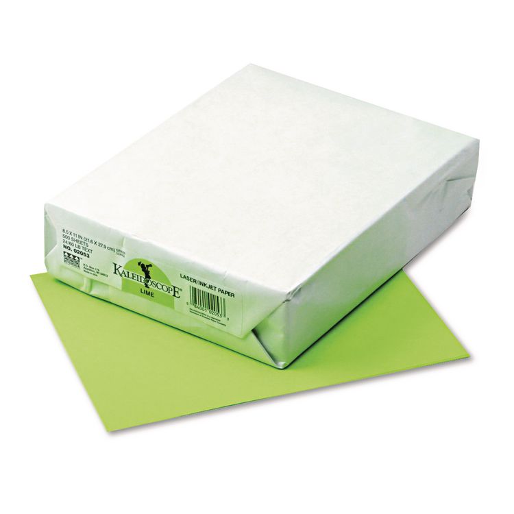 Pacon Kaleidoscope Multipurpose Colored Paper, 24 lb Bond Weight, 8.5 x 11, Lime, 500/Ream (PAC102053)