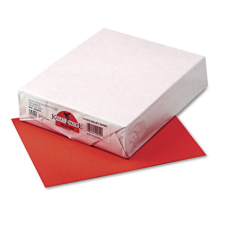 Pacon Kaleidoscope Multipurpose Colored Paper, 24 lb Bond Weight, 8.5 x 11, Rojo Red, 500/Ream (PAC102054)