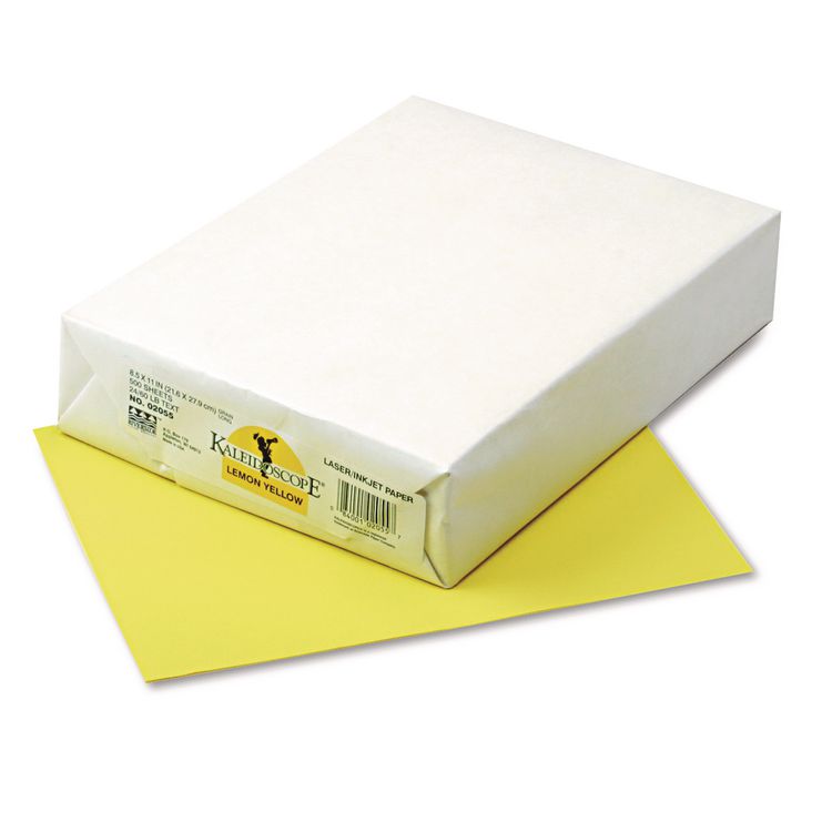Pacon Kaleidoscope Multipurpose Colored Paper, 24 lb Bond Weight, 8.5 x 11, Lemon Yellow, 500/Ream (PAC102055)