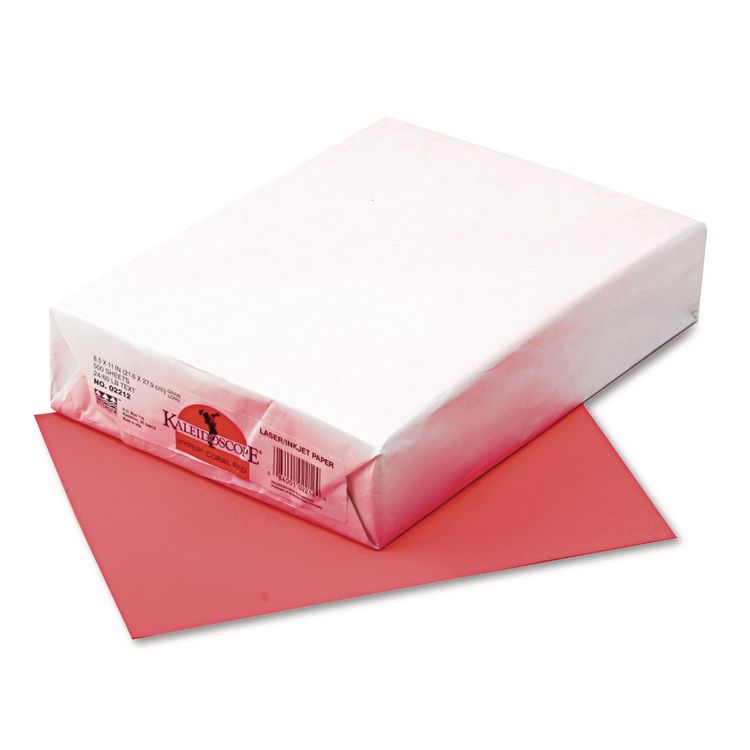Pacon Kaleidoscope Multipurpose Paper, 24 lb Bond Weight, 8.5 x 11, Hyper Coral Red, 500/Ream (PAC102212)