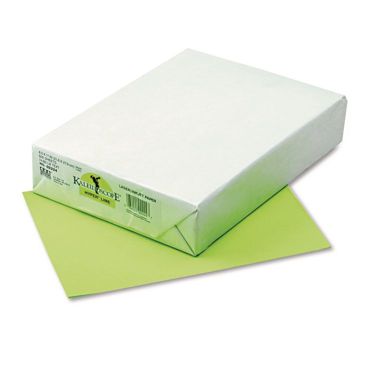 Pacon Kaleidoscope Multipurpose Colored Paper, 24 lb Bond Weight, 8.5 x 11, Hyper Lime, 500/Ream (PAC102224)