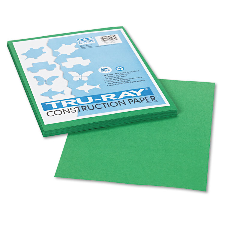 Pacon Tru-Ray Construction Paper, 76 lb Text Weight, 9 x 12, Holiday Green, 50/Pack (PAC102960)