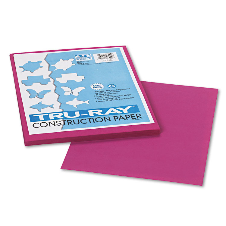 Pacon Tru-Ray Construction Paper, 76 lb Text Weight, 9 x 12, Magenta, 50/Pack (PAC103000)
