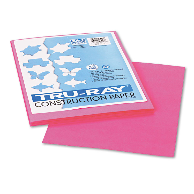 Pacon Tru-Ray Construction Paper, 76 lb Text Weight, 9 x 12, Shocking Pink, 50/Pack (PAC103013)