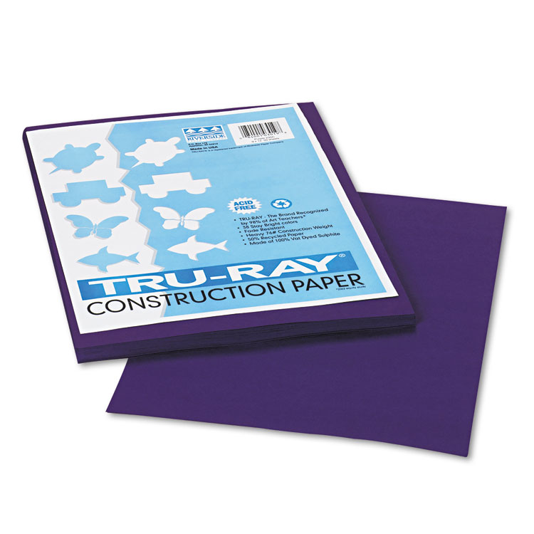 Pacon Tru-Ray Construction Paper, 76 lb Text Weight, 9 x 12, Purple, 50/Pack (PAC103019)