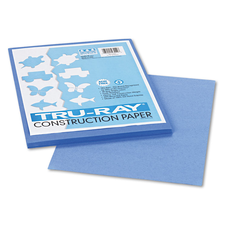 Pacon Tru-Ray Construction Paper, 76 lb Text Weight, 9 x 12, Blue, 50/Pack (PAC103022)