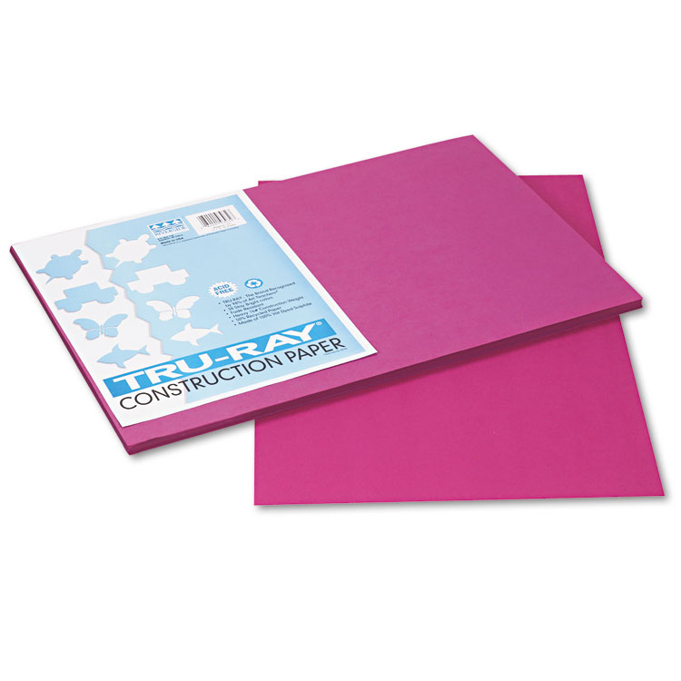 Pacon Tru-Ray Construction Paper, 76 lb Text Weight, 12 x 18, Magenta, 50/Pack (PAC103032)
