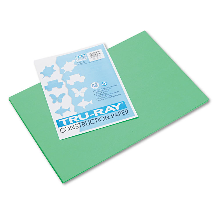 Pacon Tru-Ray Construction Paper, 76 lb Text Weight, 12 x 18, Festive Green, 50/Pack (PAC103038)