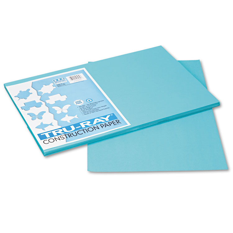 Pacon Tru-Ray Construction Paper, 76 lb Text Weight, 12 x 18, Turquoise, 50/Pack (PAC103039)