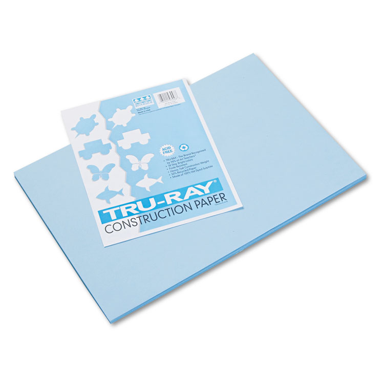 Pacon Tru-Ray Construction Paper, 76 lb Text Weight, 12 x 18, Sky Blue, 50/Pack (PAC103048)