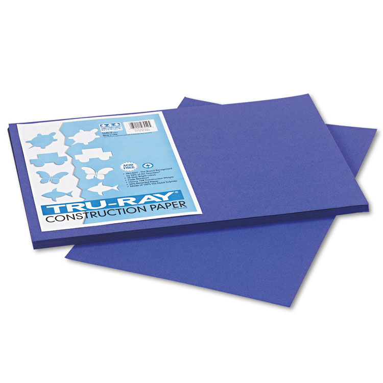 Pacon Tru-Ray Construction Paper, 76 lb Text Weight, 12 x 18, Royal Blue, 50/Pack (PAC103049)