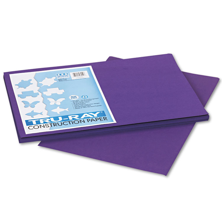 Pacon Tru-Ray Construction Paper, 76 lb Text Weight, 12 x 18, Purple, 50/Pack (PAC103051)