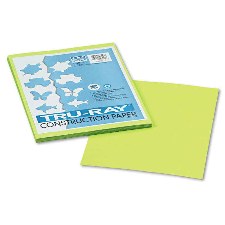 Pacon Tru-Ray Construction Paper, 76 lb Text Weight, 9 x 12, Brilliant Lime, 50/Pack (PAC103423)