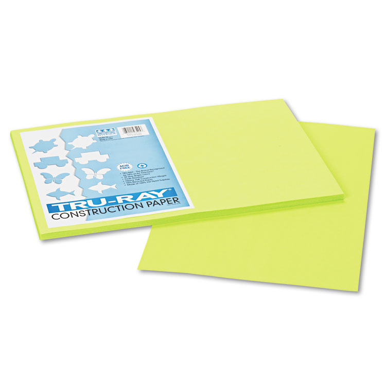 Pacon Tru-Ray Construction Paper, 76 lb Text Weight, 12 x 18, Brilliant Lime, 50/Pack (PAC103425)