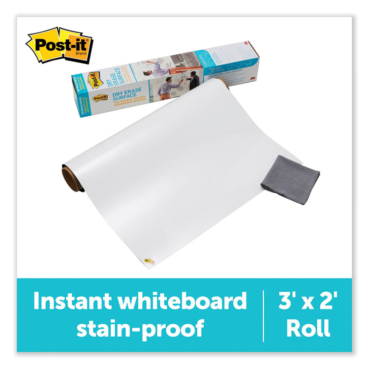 Post-it Dry Erase Surface, Laminate Film, 36" x 7 mil x 24", White (MMMDEF3X2)