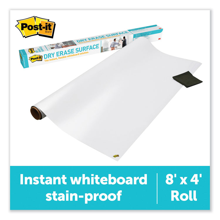 Post-it Dry Erase Surface, Laminate Film, 96" x 7 mil x 48", White (MMMDEF8X4)