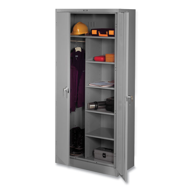 Tennsco Deluxe Combination Wardrobe/Storage Cabinet, 36w x 24d x 78h, Medium Gray (TNN7820MG)