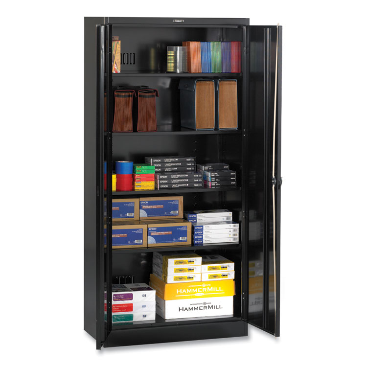 Tennsco Deluxe Recessed Handle Storage Cabinet, 36w x 24d x 78h, Black (TNN7824RHBK)