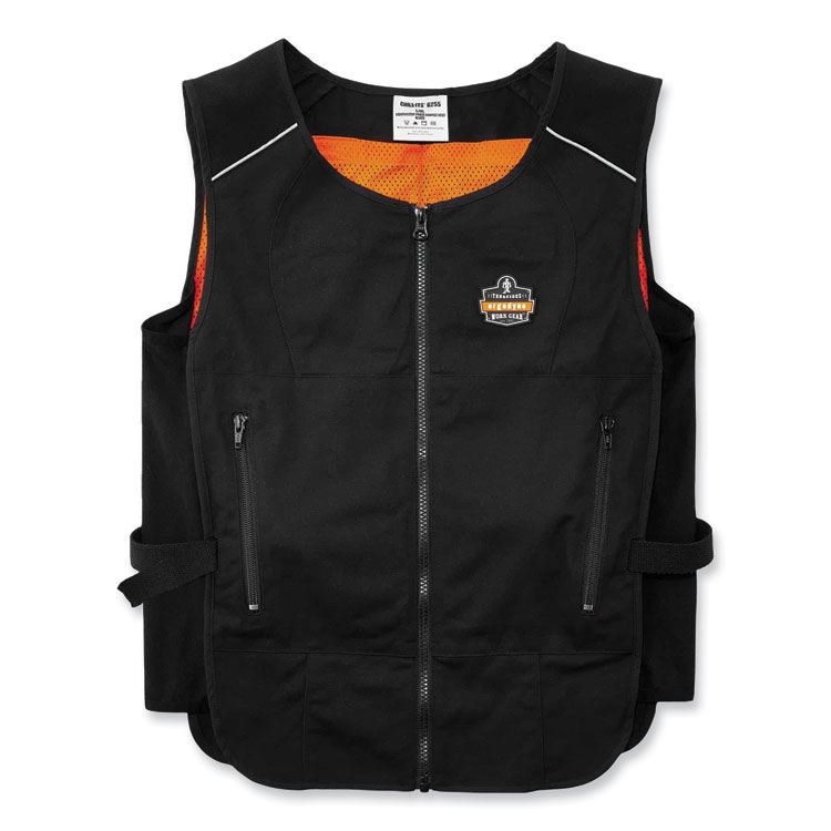 ergodyne Chill-Its 6255 Lightweight Phase Change Cooling Vest, Cotton/Polyester, Small/Medium, Black (EGO12123)