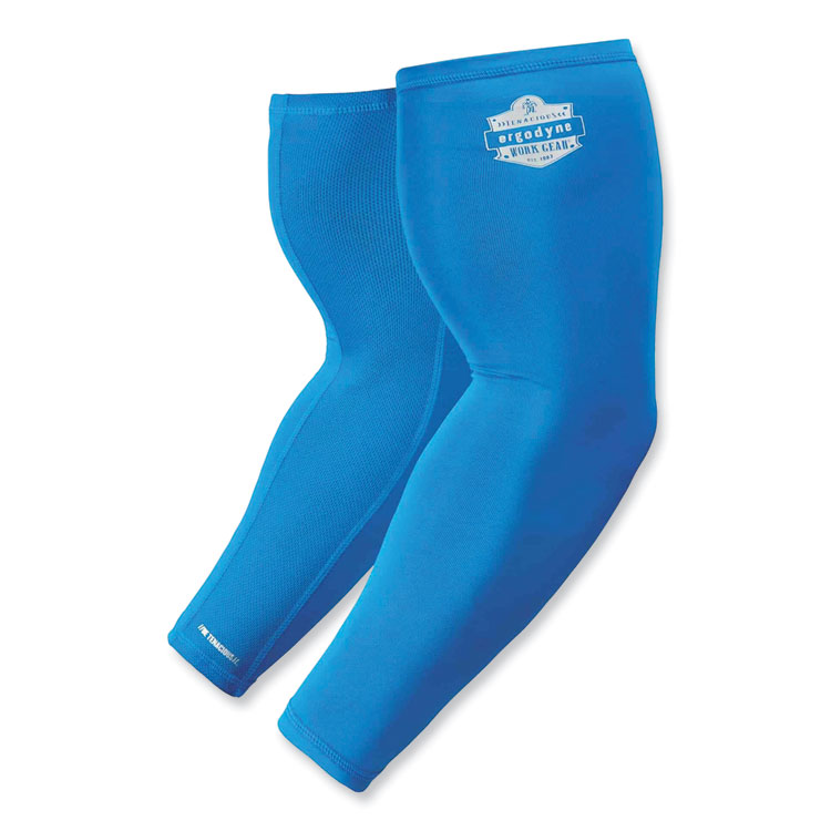 ergodyne Chill-Its 6690 Performance Knit Cooling Arm Sleeve, Polyester/Spandex, Large, Blue, 2 Sleeves (EGO12184)
