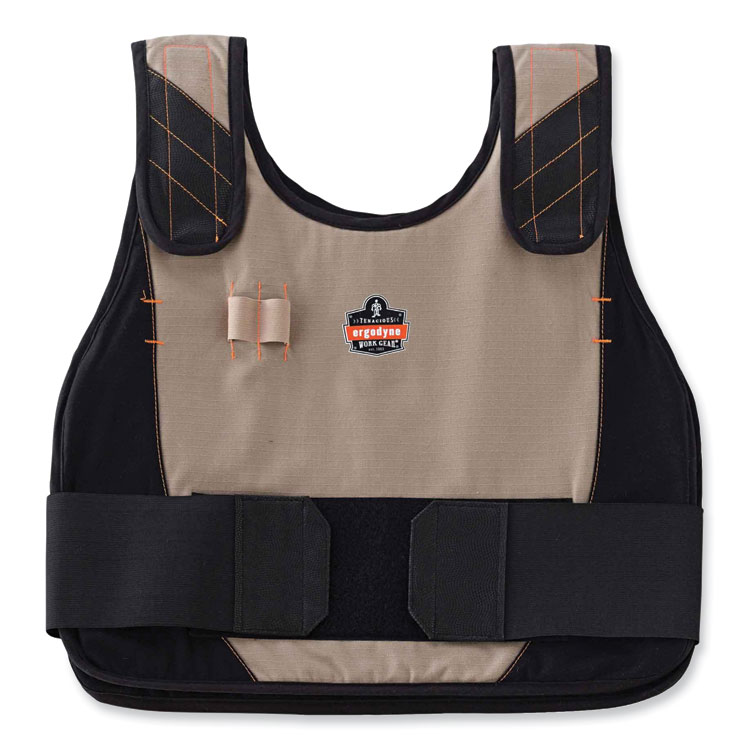 ergodyne Chill-Its 6225 Premium FR Phase Change Cooling Vest, Modacrylic Cotton, Small/Medium, Khaki (EGO12203)